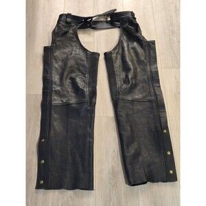 BIKER BLACK Vance LEATHER MOTORCYCLE CHAPS SIZE XL black. Vintage